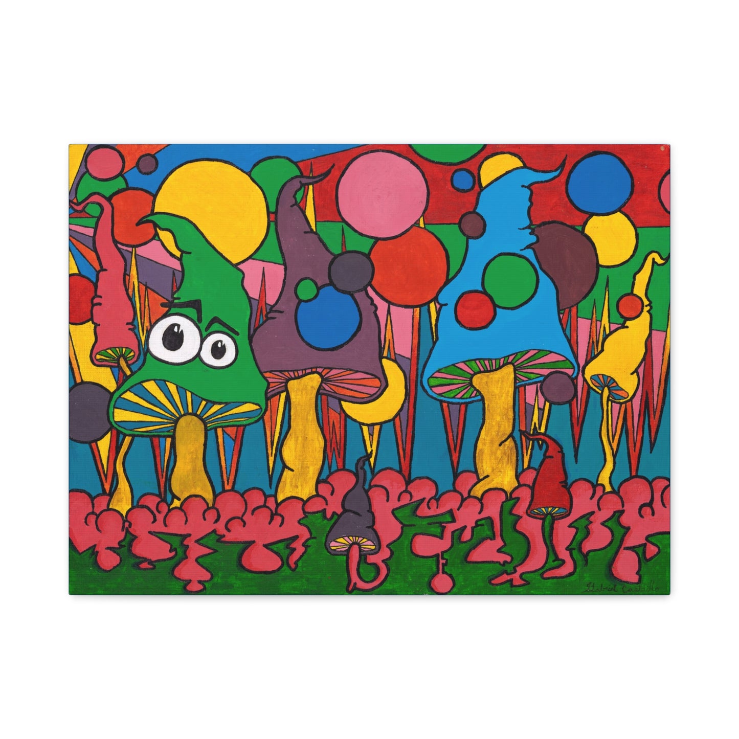 Stretched Canvas - Retro Pop Art Mushroom