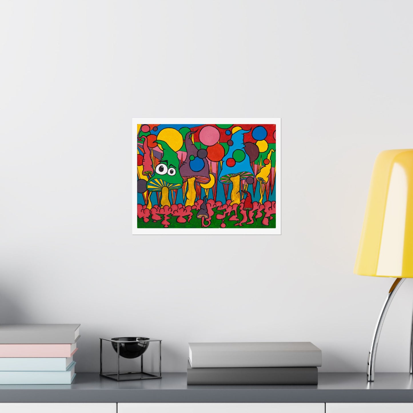 Satin Poster — Retro Pop Art Mushroom