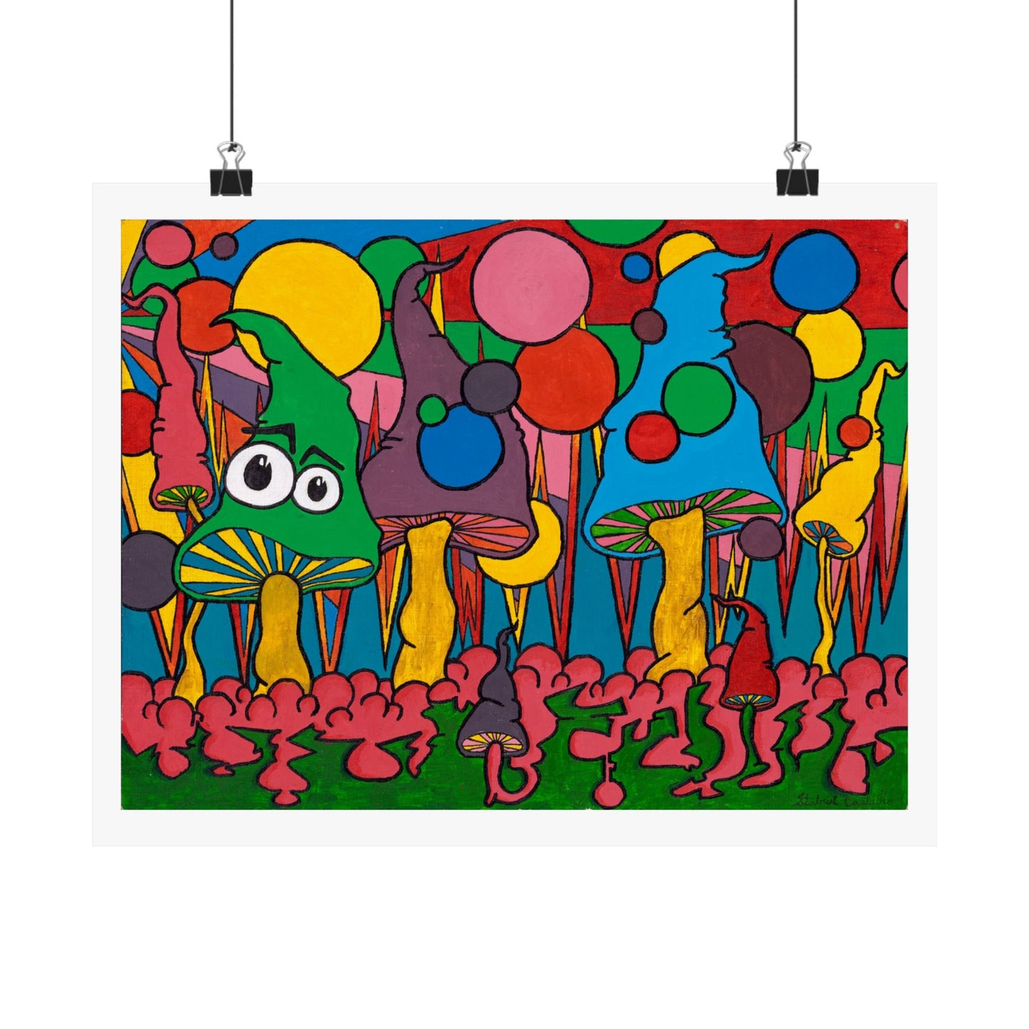 Satin Poster — Retro Pop Art Mushroom