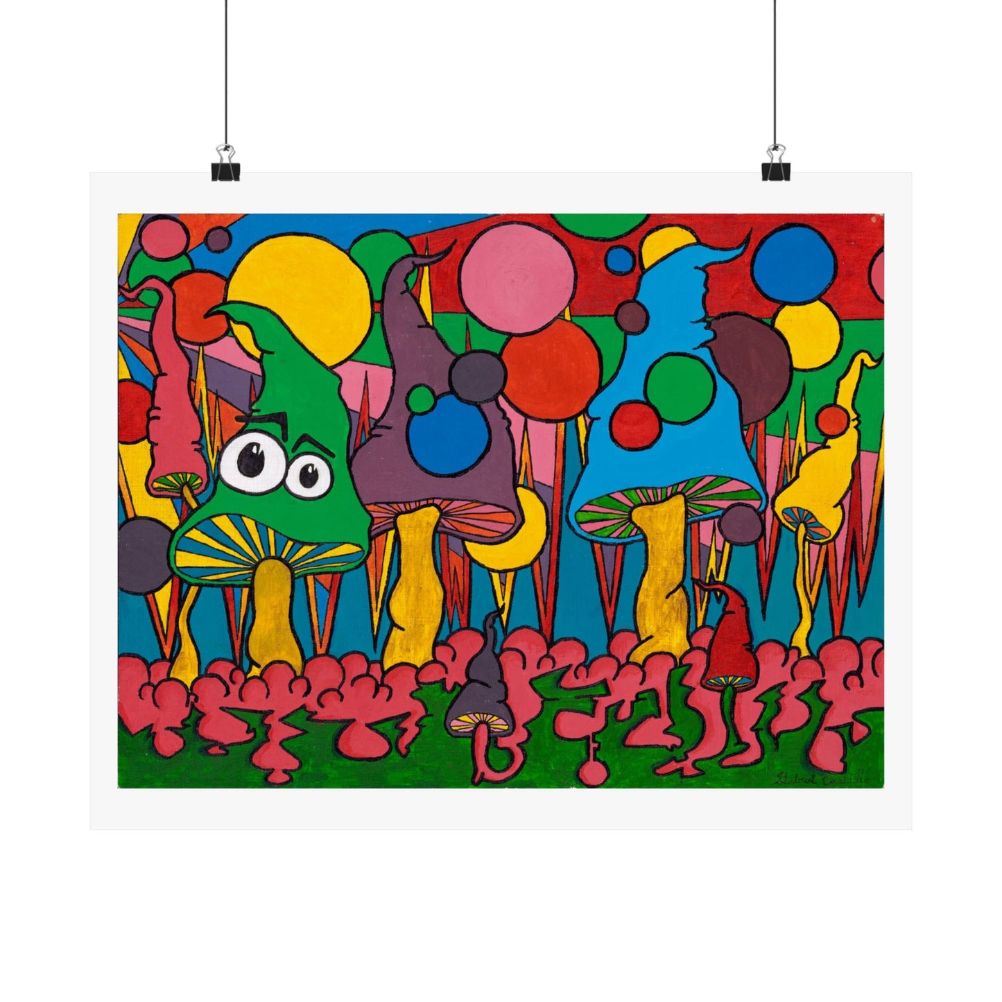Satin Poster — Retro Pop Art Mushroom