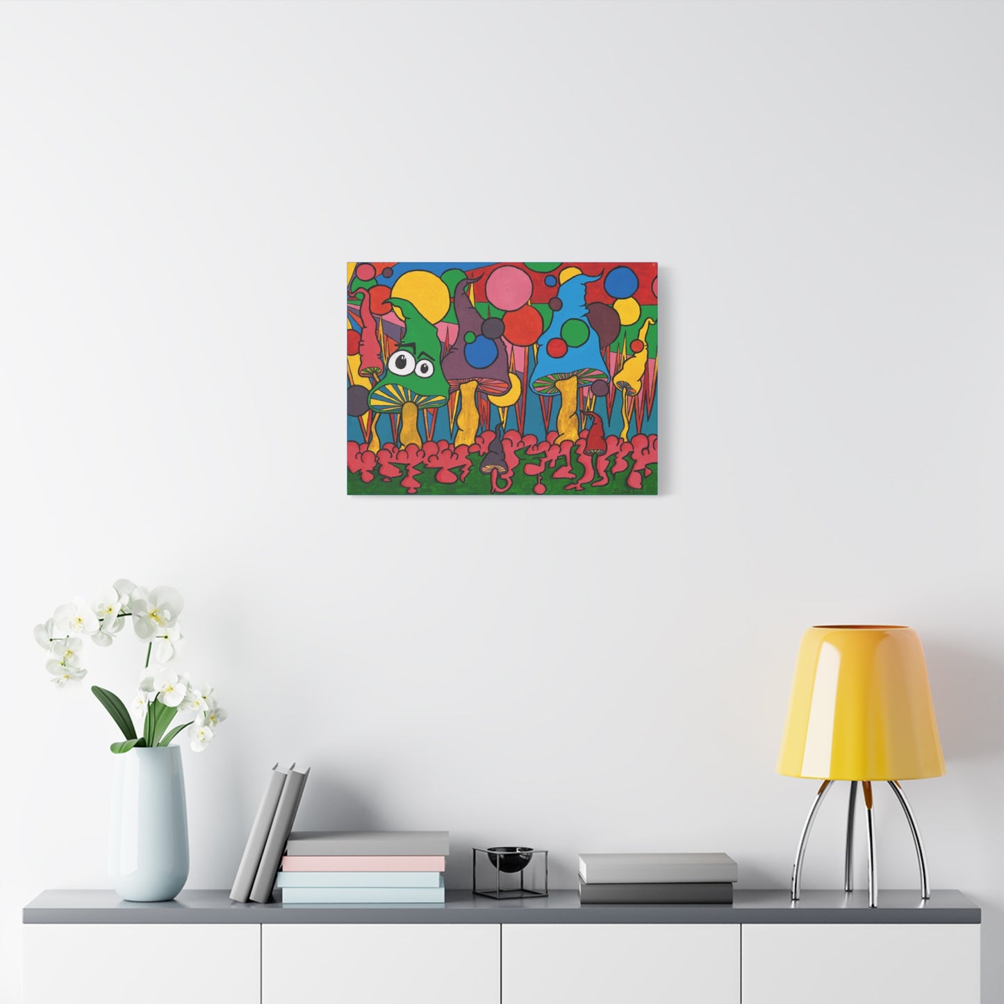 Stretched Canvas - Retro Pop Art Mushroom