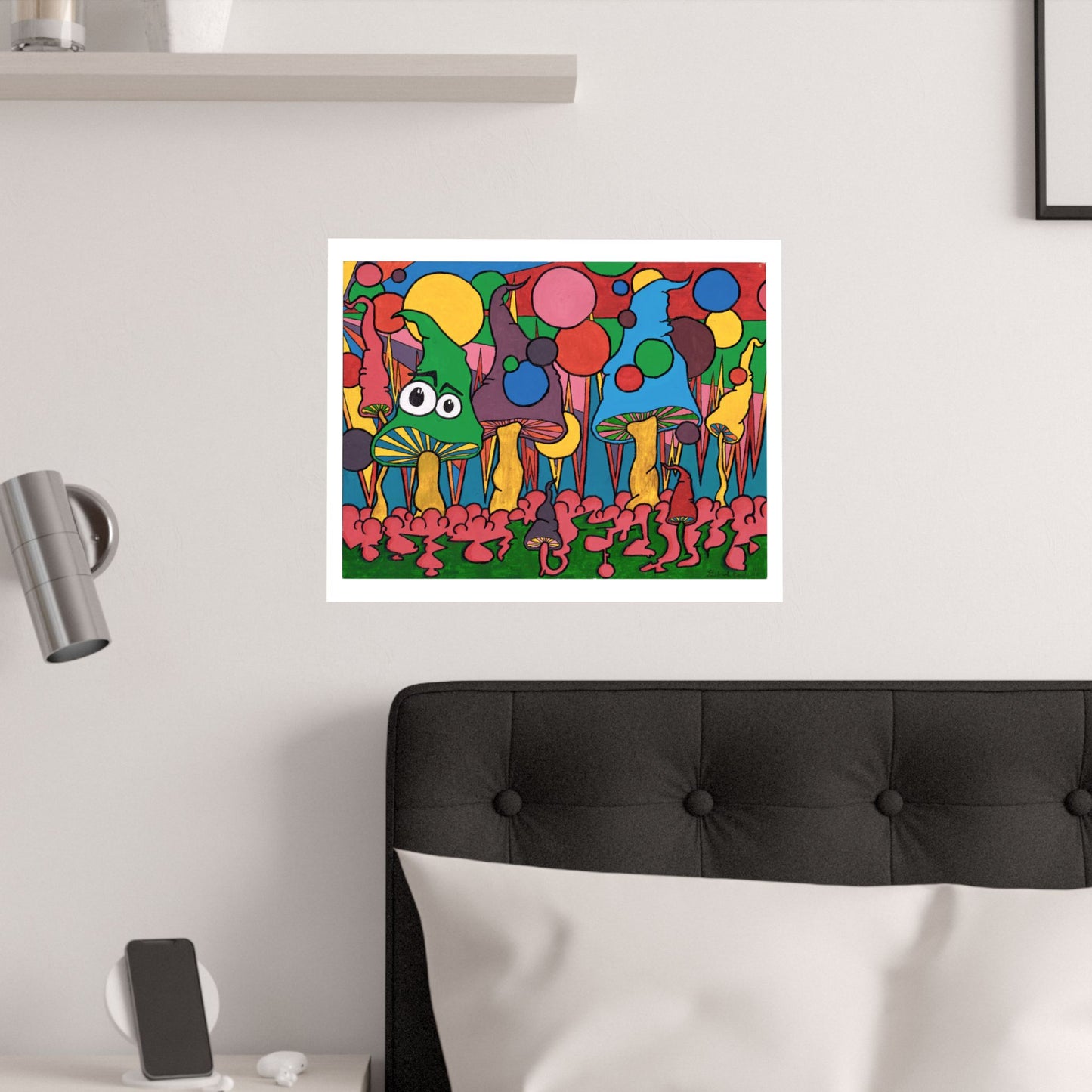 Satin Poster — Retro Pop Art Mushroom