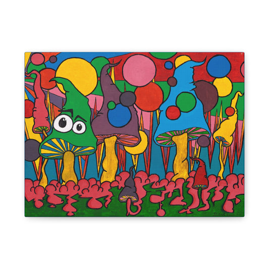 Stretched Canvas - Retro Pop Art Mushroom