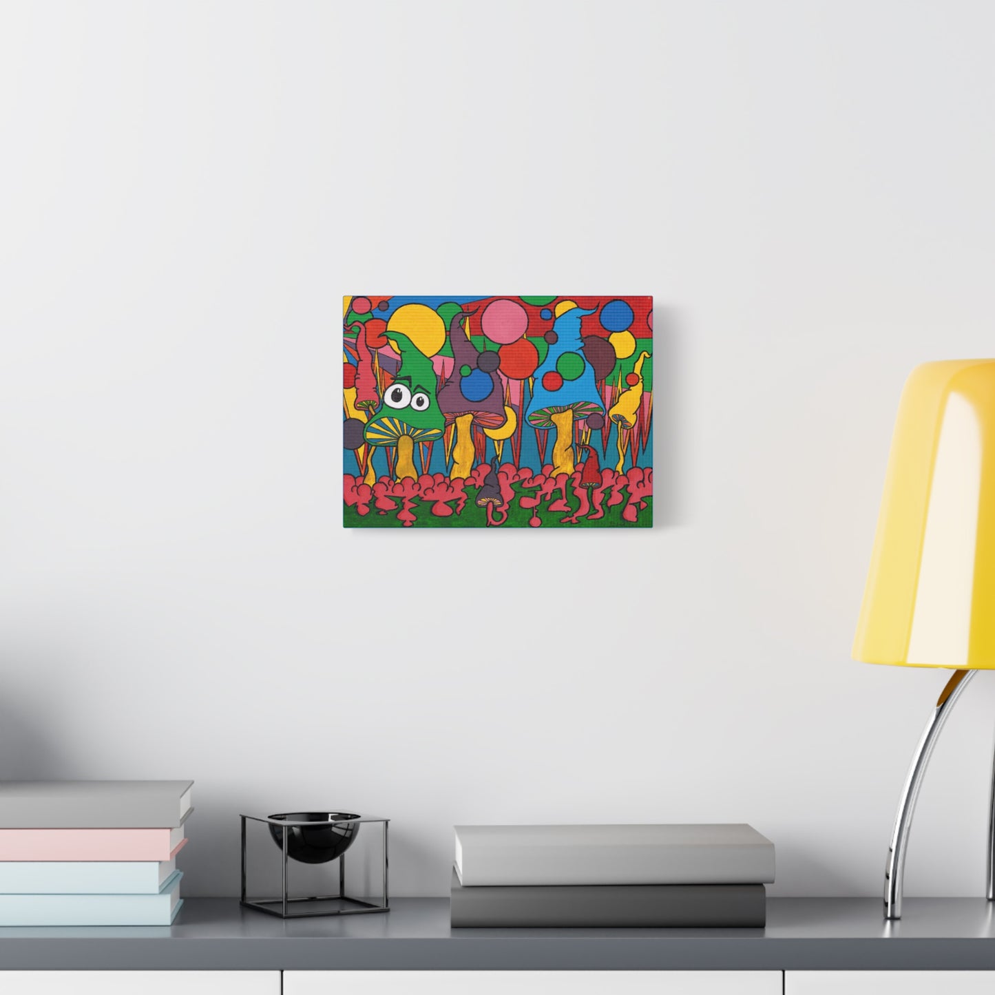 Stretched Canvas - Retro Pop Art Mushroom