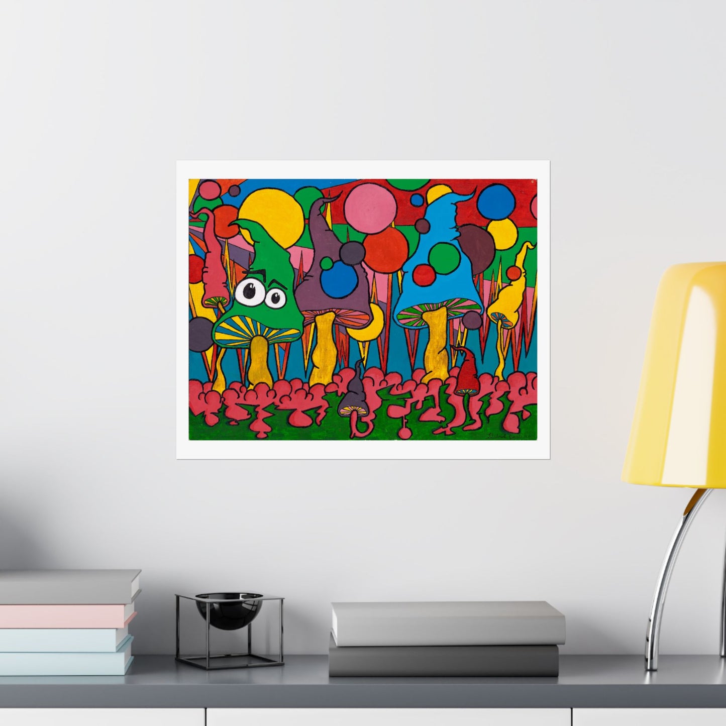 Satin Poster — Retro Pop Art Mushroom