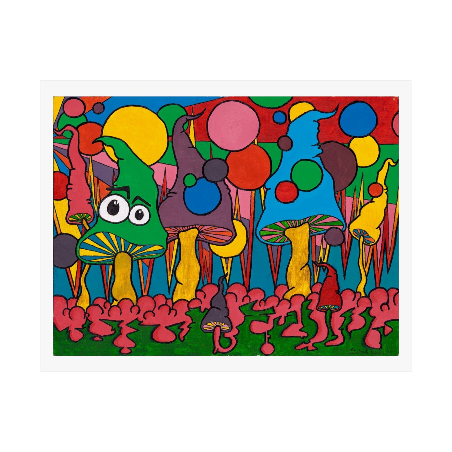 Satin Poster — Retro Pop Art Mushroom
