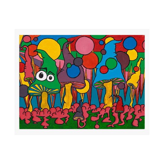 Satin Poster — Retro Pop Art Mushroom